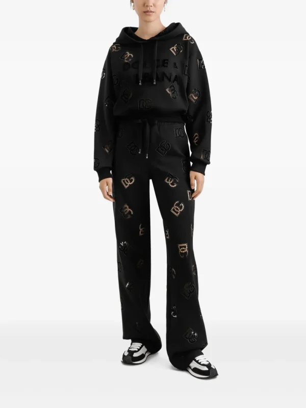 logo-perforated track pants