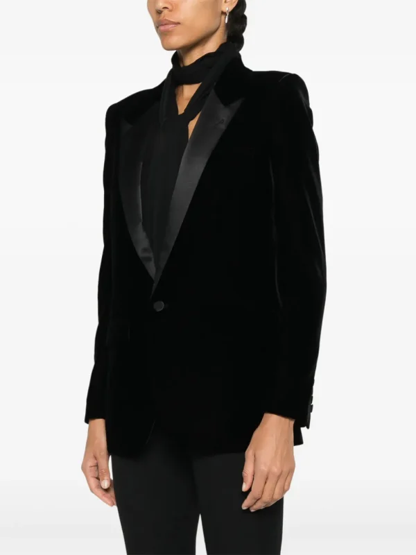 single-breasted velvet tuxedo jacket