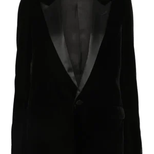 single-breasted velvet tuxedo jacket