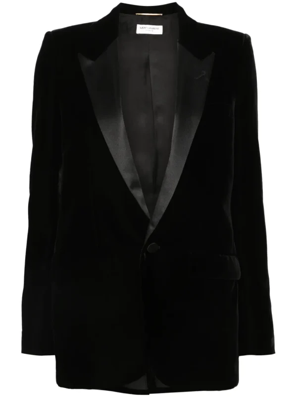 single-breasted velvet tuxedo jacket