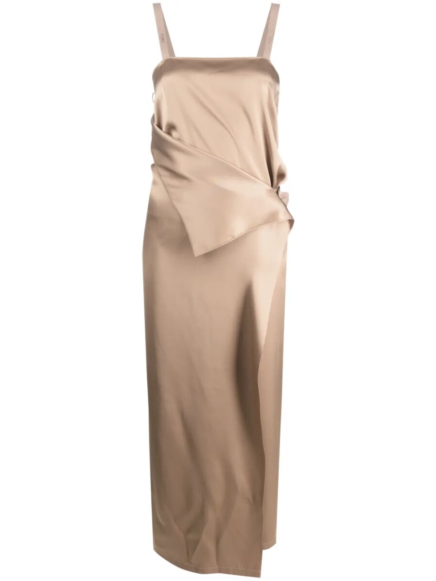 tie-waist silk maxi dress