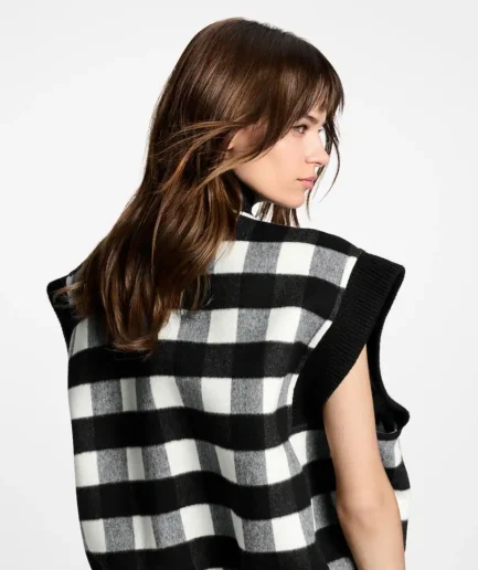 Sleeveless Check Bomber Jacket