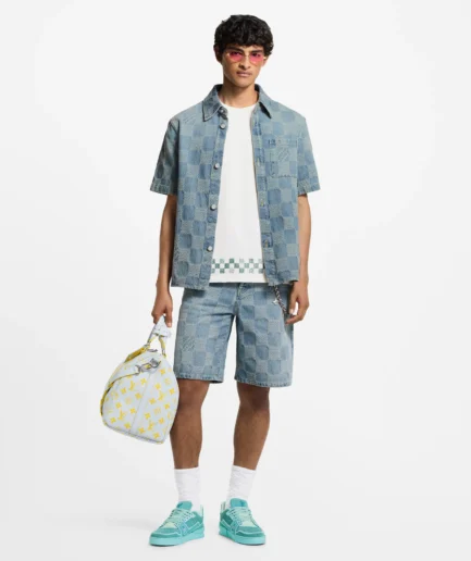 Damier 3D Light Denim Shorts